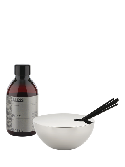 Alessi Rocc Stainless Steel Reed Diffuser, Basalt, Silver