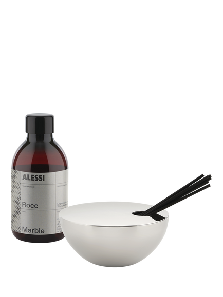 Alessi Rocc Stainless Steel Reed Diffuser, Marble, Silver