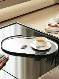 Alessi Pleats Oval Stainless Steel Tray, 43cm, Silver - view 2, Silver