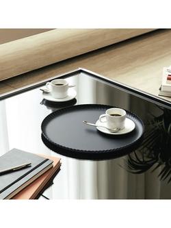 Alessi Pleats Large Round Steel Tray, 31cm, Black - view 2, Black