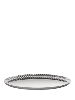 Alessi Pleats Large Round Stainless Steel Tray, 31cm, Silver, Silver