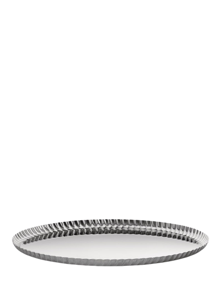 Alessi Pleats Large Round Stainless Steel Tray, 31cm, Silver, Silver