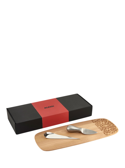 Alessi & Cheese Beech Wood Serving Board & Knife Gift Set, Multi
