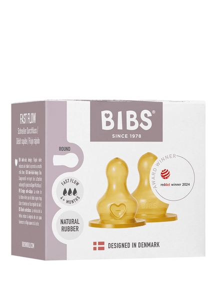 BIBS Latex Baby Bottle Teats, Fast Flow, Pack of 2 - view 2, Multi