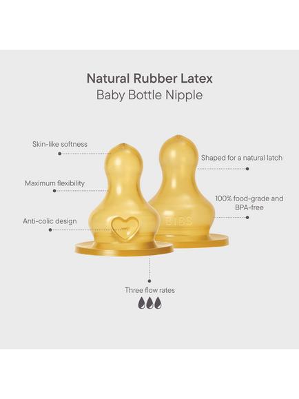BIBS Latex Baby Bottle Teats, Slow Flow, Pack of 2 - view 2, Multi