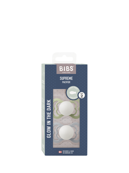 BIBS Supreme Glow Soothers, Pack of 2, Size 2, Sage - view 2, Sage