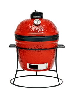 Kamado Joe Portable Joe Junior Charcoal BBQ with Grill Cart, Cast Iron Stand & Cover Bundle - view 2, Red
