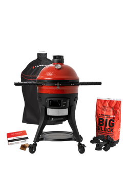 Kamado Joe Classic Joe WiFi Konnected Charcoal BBQ & Smoker with Cart & Cover Bundle, Red