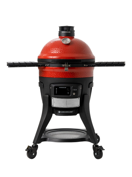 Kamado Joe Classic Joe WiFi Konnected Charcoal BBQ & Smoker with Cart & Cover Bundle - view 2, Red