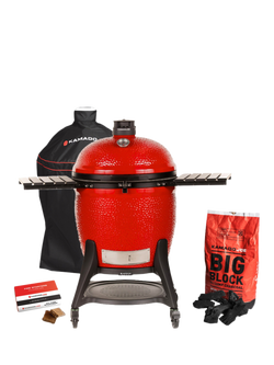 Kamado Joe Big Joe Series III Charcoal BBQ with Cart & Cover Bundle, Red