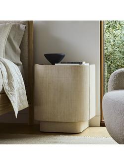 West Elm Solstice Painted Raffia 1 Door Bedside Table, Whitewash - view 2, Whitewash