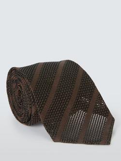 John Lewis Boxed Grenadine Silk Tie, Brown, Dark Brown