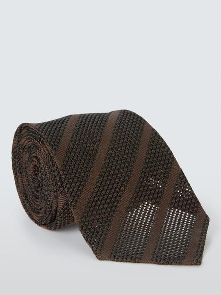 John Lewis Boxed Grenadine Silk Tie, Brown, Dark Brown
