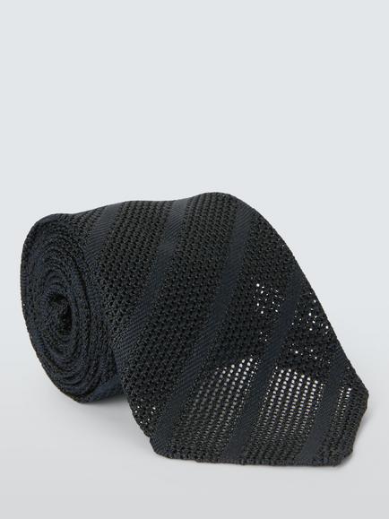 John Lewis Boxed Grenadine Silk Tie, Navy, Navy