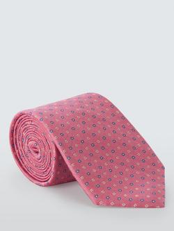John Lewis Small Geometric Silk Tie, Pink, Pink