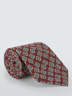 John Lewis Bold Floral Pattern Silk Tie, Burgundy