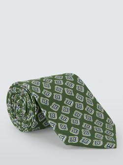 John Lewis Bold Floral Pattern Silk Tie, Green Multi