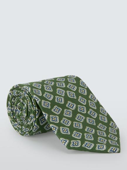 John Lewis Bold Floral Pattern Silk Tie, Green Multi