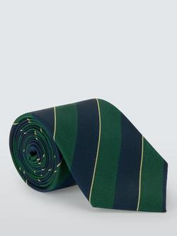 John Lewis Bold Stripe Silk Tie, Green/Navy, Green/Navy
