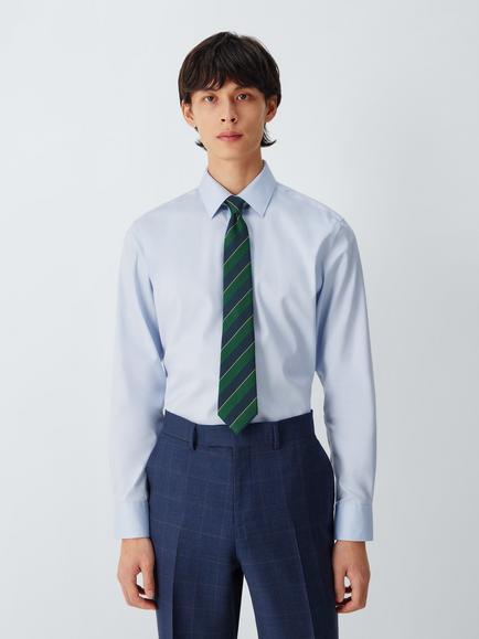 John Lewis Bold Stripe Silk Tie, Green/Navy - view 2, Green/Navy
