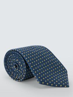 John Lewis Small Geometric Silk Tie, Blue, Blue