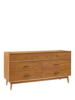 West Elm Mid Century 7 Drawer Low Chest, Acorn, Acacia