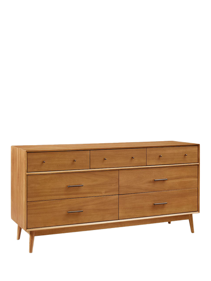 West Elm Mid Century 7 Drawer Low Chest, Acorn, Acacia