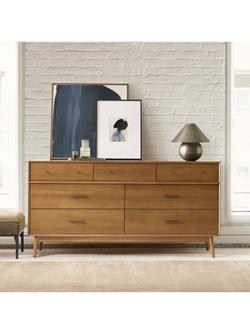 West Elm Mid Century 7 Drawer Low Chest, Acorn - view 2, Acacia