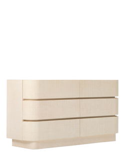 West Elm Solstice Painted Raffia 6 Drawer Chest, Whitewash, Whitewash