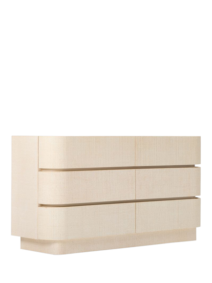 West Elm Solstice Painted Raffia 6 Drawer Chest, Whitewash, Whitewash