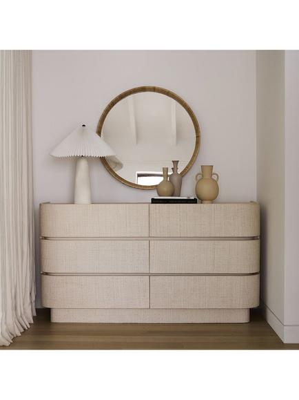West Elm Solstice Painted Raffia 6 Drawer Chest, Whitewash - view 2, Whitewash