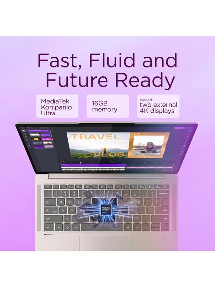 Lenovo Chromebook 14M9610 Laptop, MediaTek Processor, 16GB RAM, 256GB, 14” WUXGA, SeaShell - view 2, Seashell