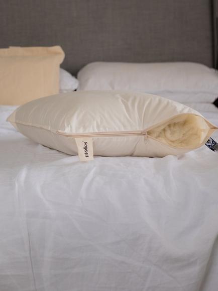Floks Luxury British Wool Pillow, Medium - view 2, White