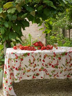 By Hope Pomodoro Linen Tablecloth, 250 x 143cm, Red/Multi - view 2, Red Multi