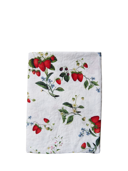 By Hope Wild Strawberry Linen Tablecloth, 250 x 143cm, White/Multi, Multi