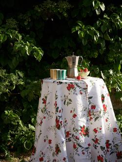 By Hope Wild Strawberry Linen Tablecloth, 250 x 143cm, White/Multi - view 2, Multi