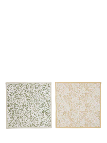 Morris & Co. Marigold & Standen Cotton Napkins, Set of 2, Yellow/Green, Yellow