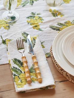 By Hope Mimosa Linen Napkin, Yellow/Multi - view 2, Yellow Multi