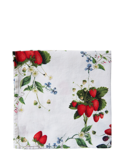 By Hope Wild Strawberry Linen Napkin, White/Multi, Natural