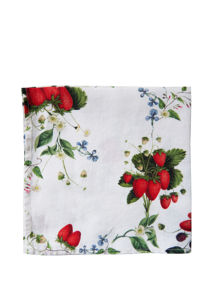 By Hope Wild Strawberry Linen Napkin, White/Multi, Natural