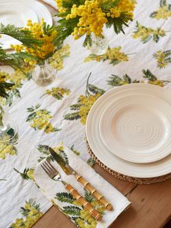 By Hope Mimosa Linen Table Runner, 200cm, Yellow/Multi - view 2, Yellow Multi