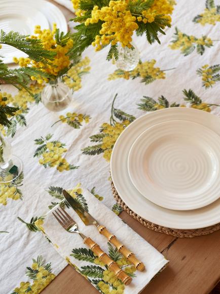 By Hope Mimosa Linen Table Runner, 200cm, Yellow/Multi - view 2, Yellow Multi