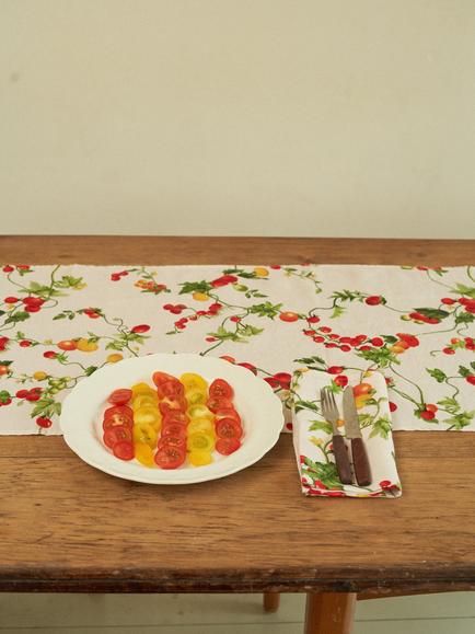 By Hope Pomodoro Linen Table Runner, 200cm, Red/Multi - view 2, Red Multi