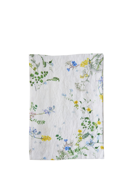By Hope Spring Posy Floral Linen Table Runner, 200cm, White/Multi, Multi