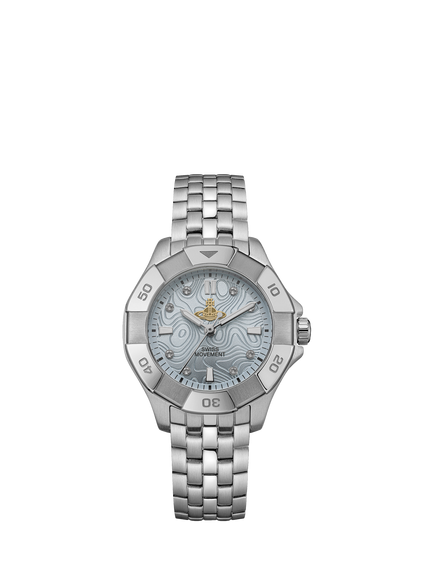 Vivienne Westwood VV341LBLSL Women's Brompton 31mm Bracelet Strap Watch, Silver, Blue