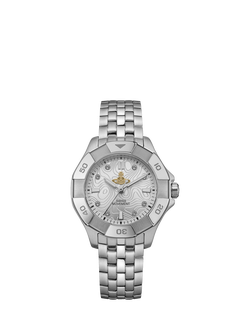 Vivienne Westwood VV341WSSL Women's Brompton Patterned Dial Bracelet Strap Watch, Silver, Silver/White