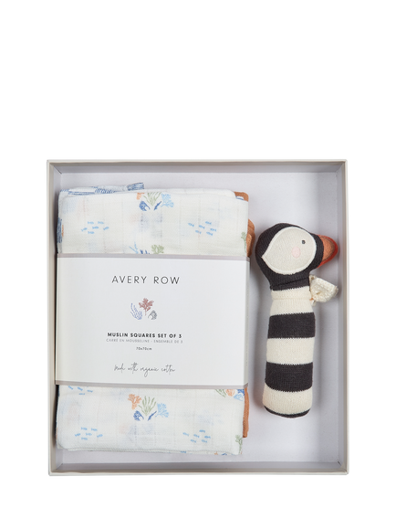 Avery Row Rattle & Care New Baby Git Set, Coastline, Coastline
