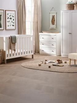 Silver Cross Bromley Cotbed, Mattress, Dresser and Wardrobe, White with Carmel Nursing Chair, Almond - view 2, Brown