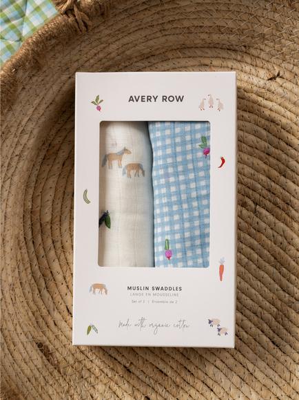 Avery Row Muslin Cotton Swaddle, Pack of 2, Little Farm - view 2, Little Farm