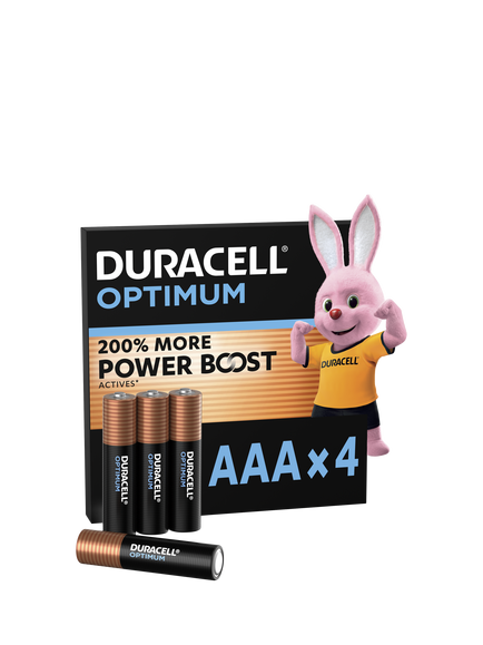 Duracell Optimum AAA Batteries, Pack of 4, 